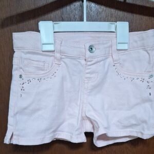 Pink Denim Shorts with Rhinestone Accents